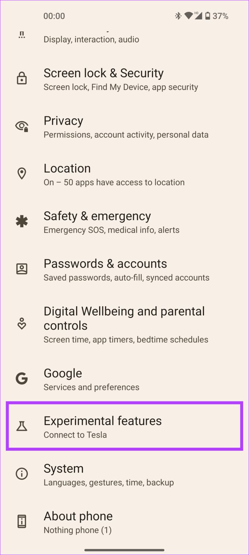 experimental features on Nothing Phone (1)