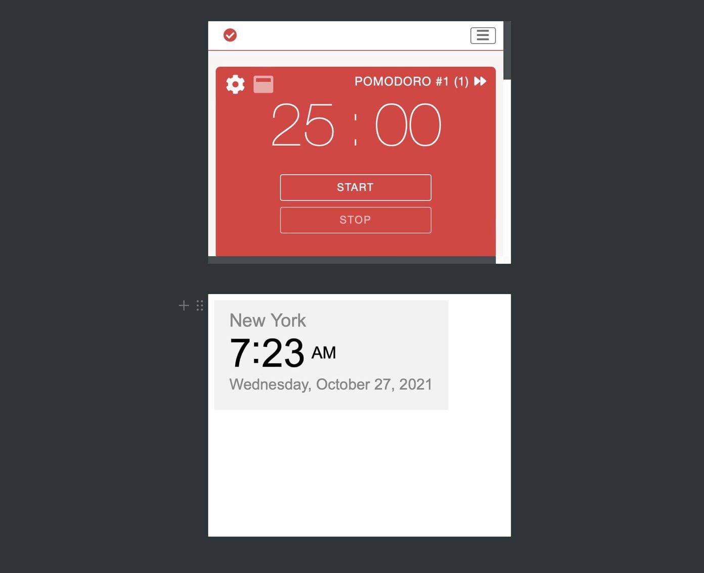 Notion widgets