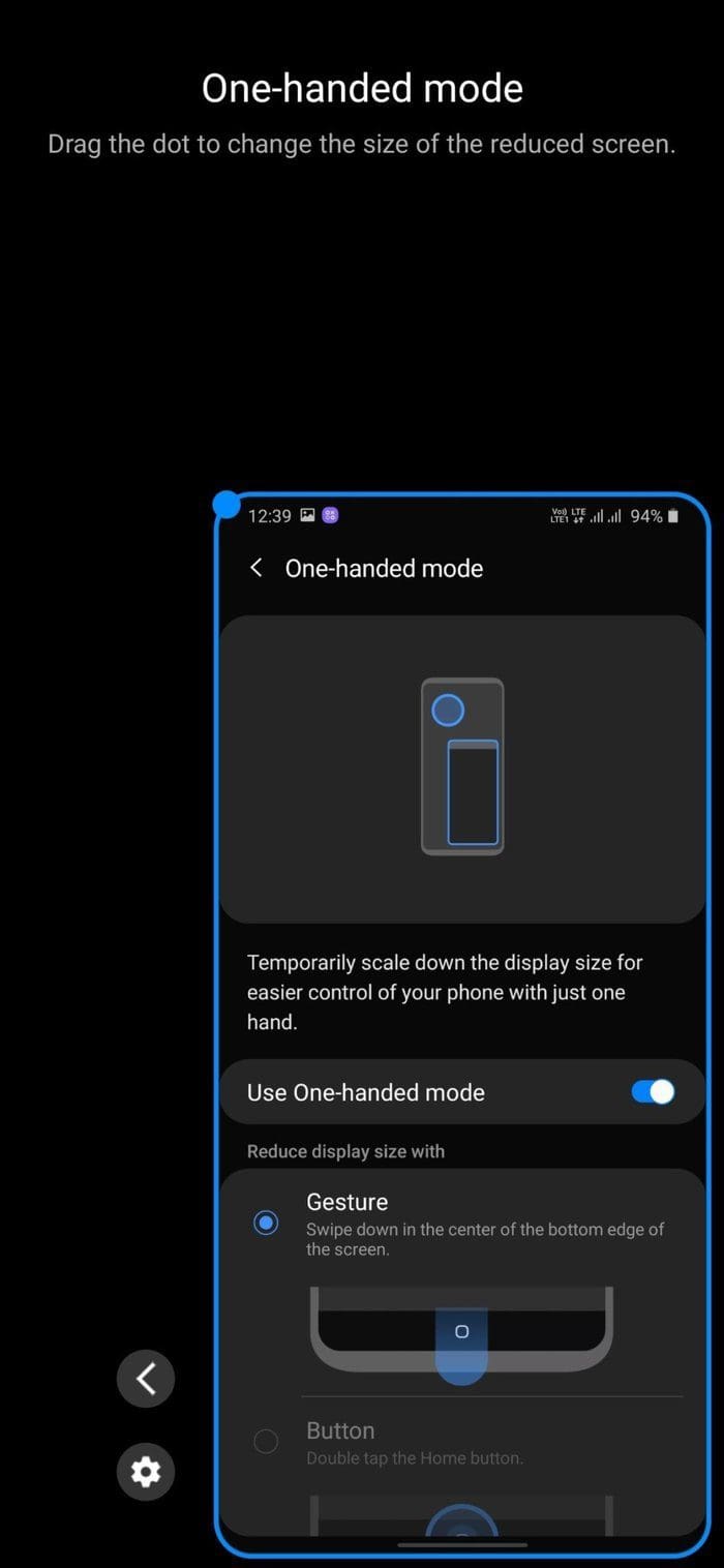 One handed mode
