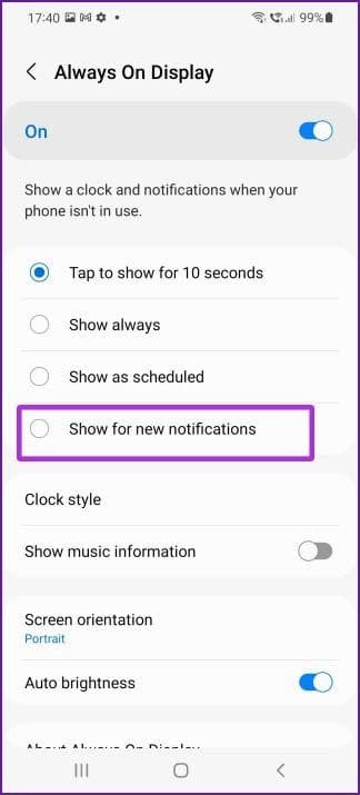One ui 4 always on display show new notifications