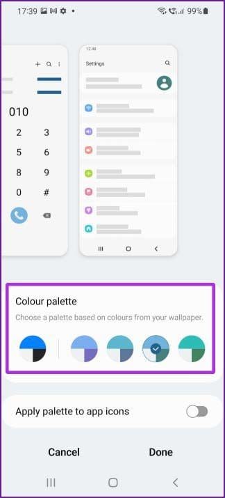 One ui 4 select color palette