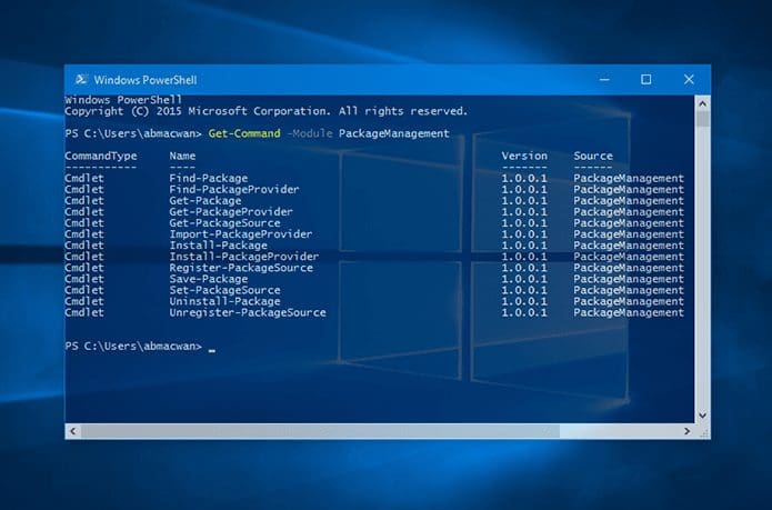Oneget Windows 10 1