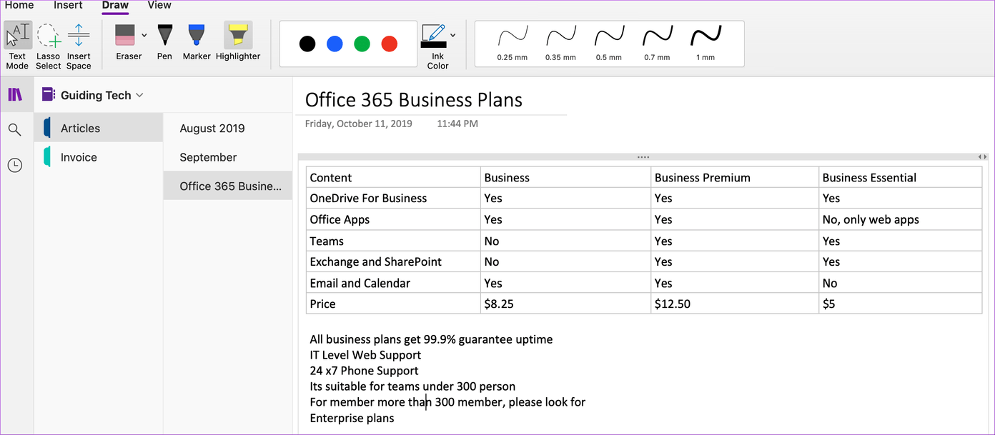 Onenote drawing