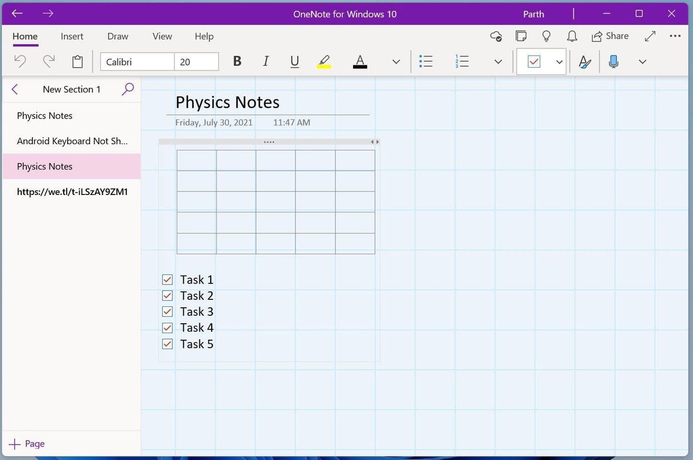 Onenote windows 10 app