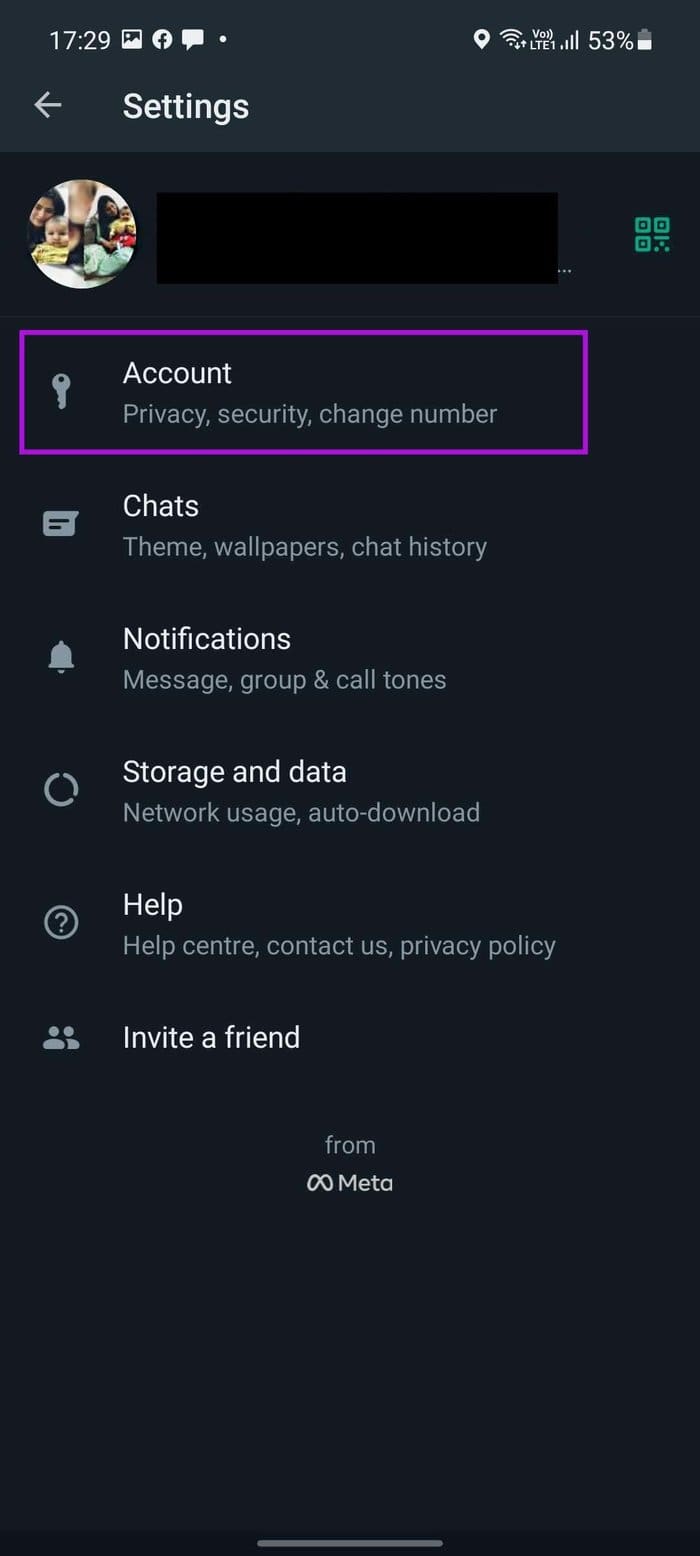 Open account menu