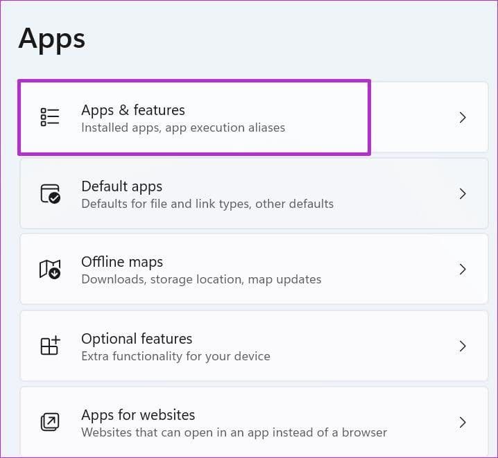 Open apps and features