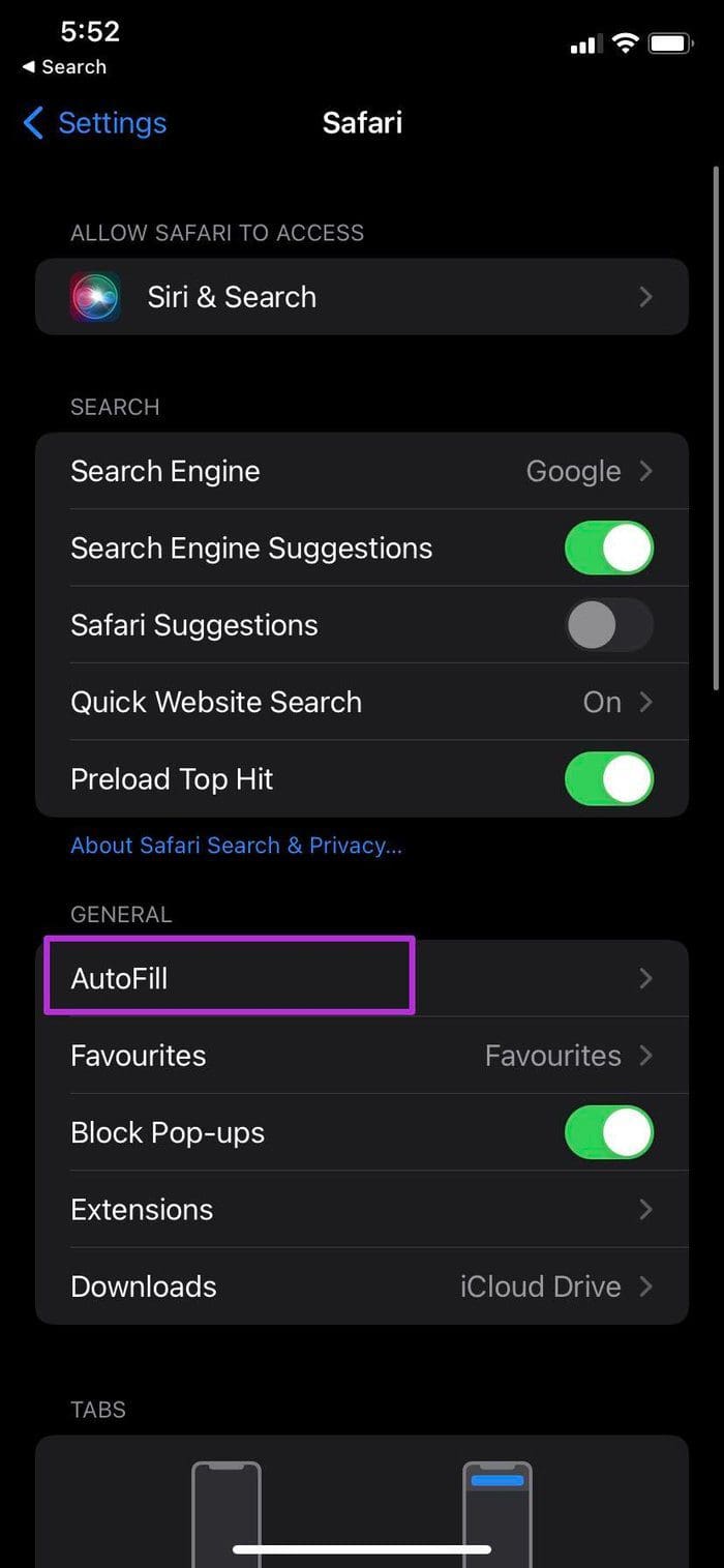 Open autofill menu
