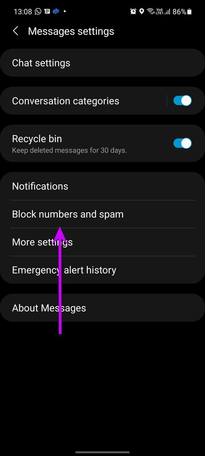Open blocked numbers and spam