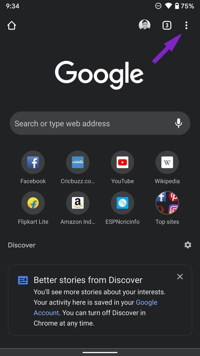 Open chrome settings menu