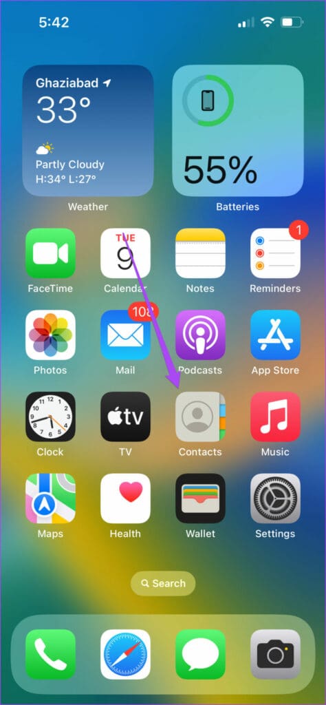 open contacts on iphone
