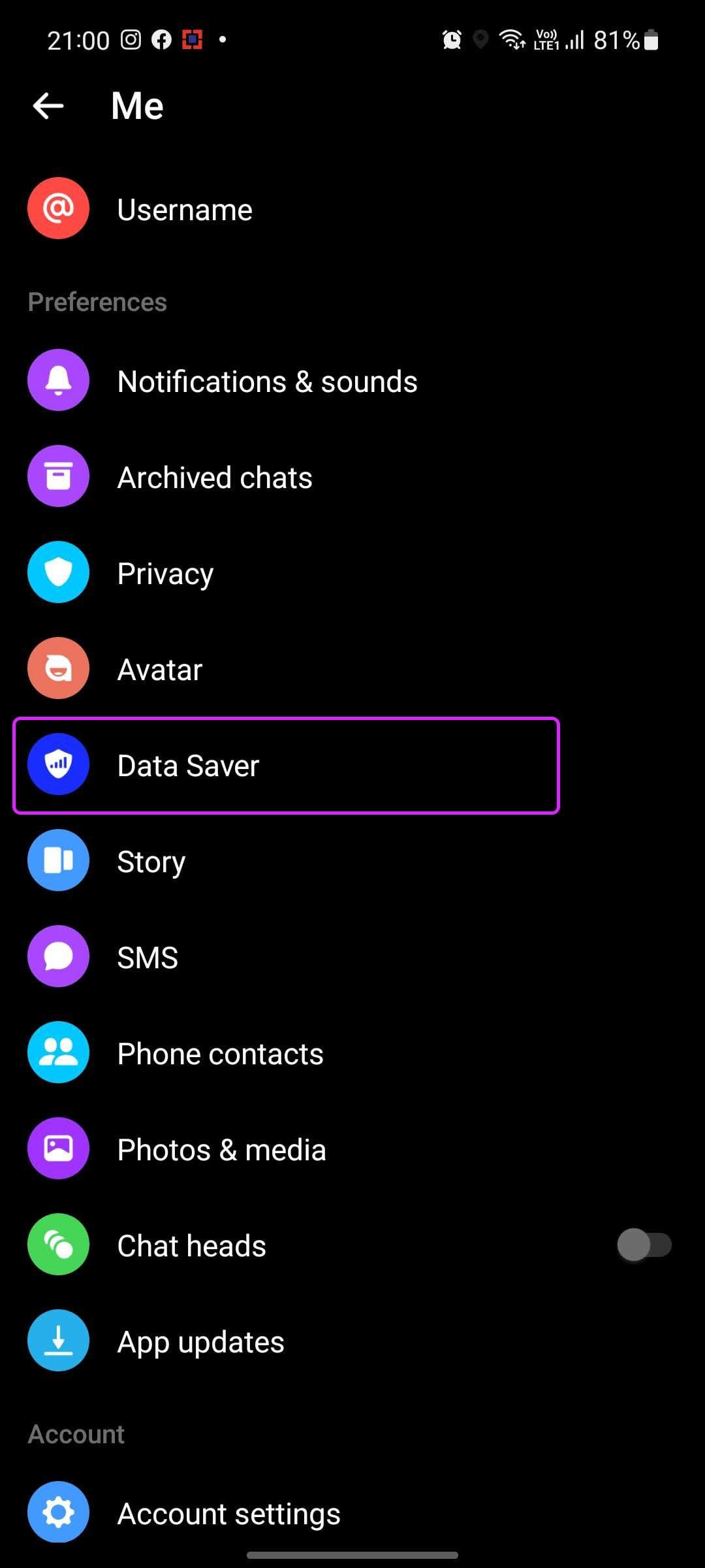 data saver on Messenger