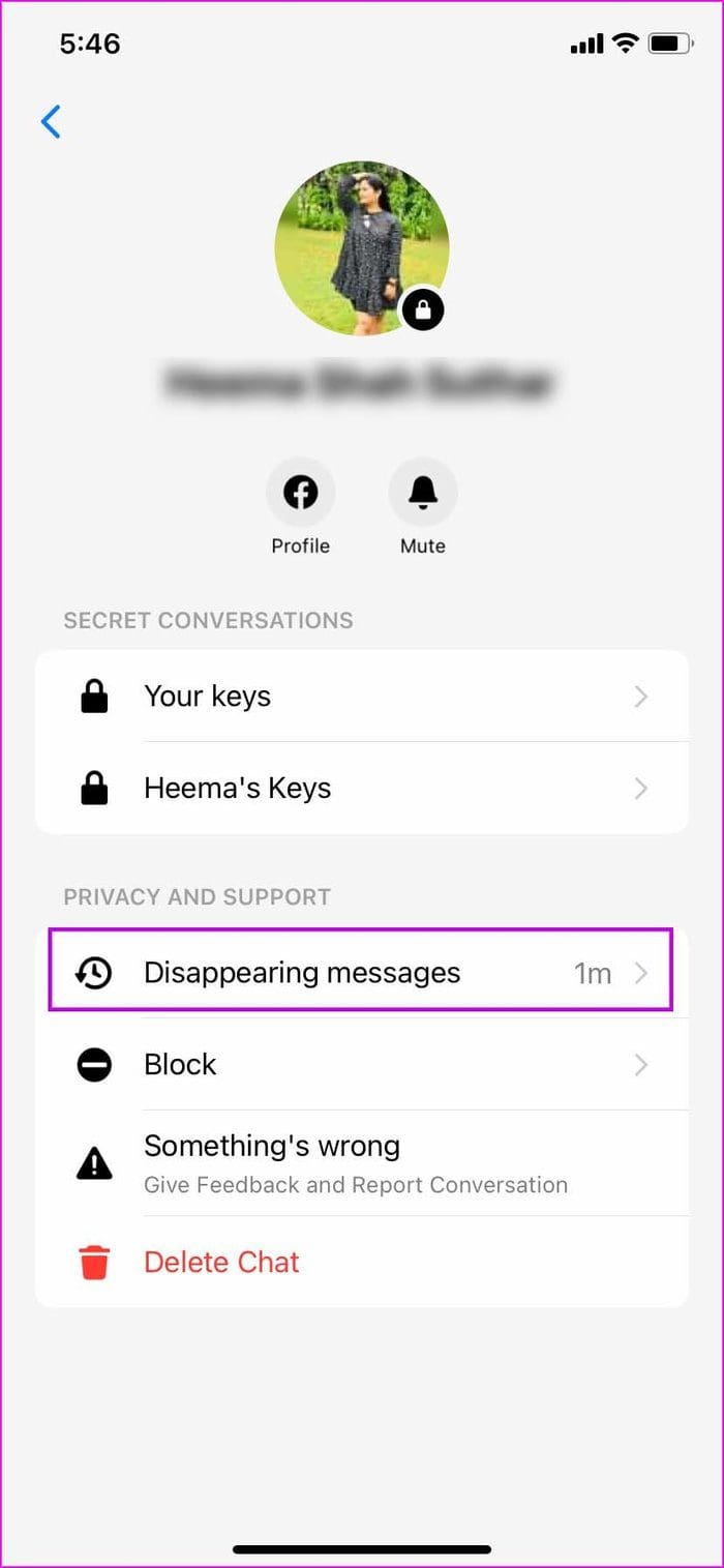 Open disappearing messages