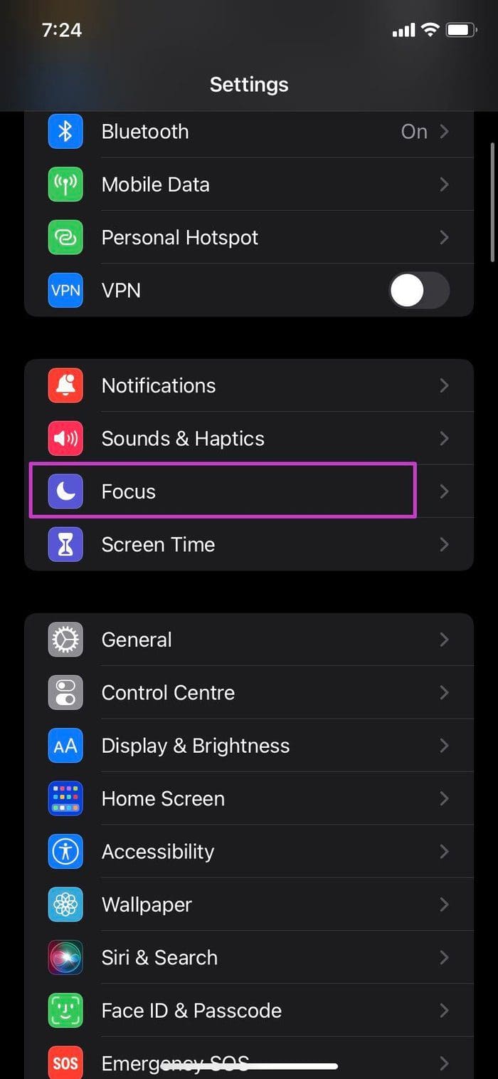 Open focus menu