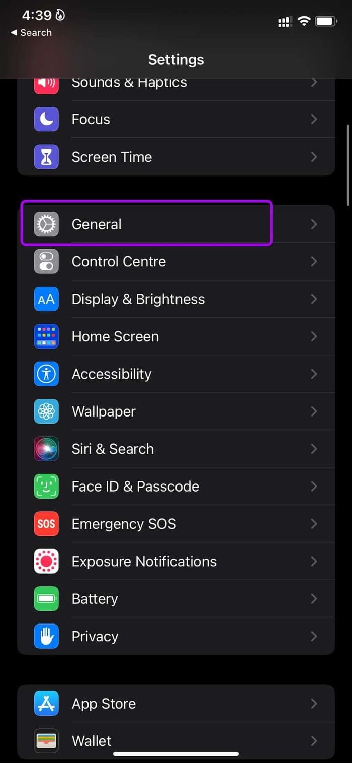 Open general menu fix unable to answer calls on i Phone