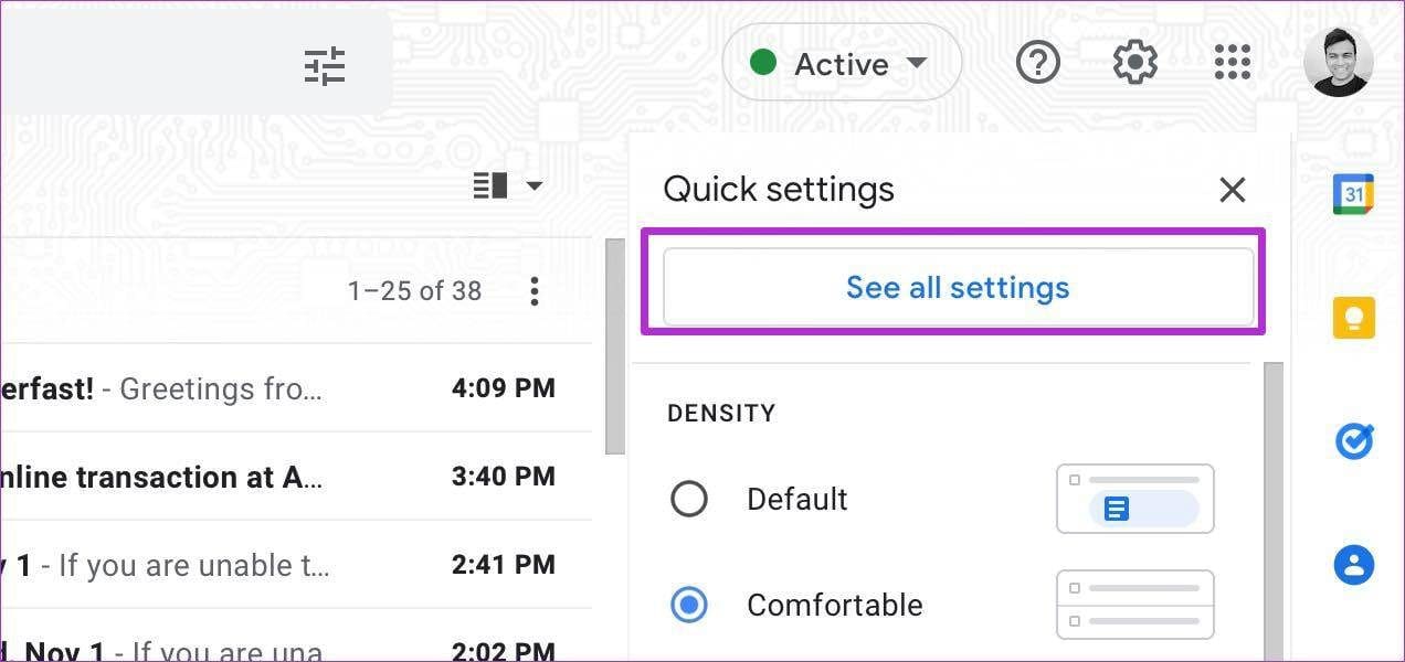 Open gmail settings