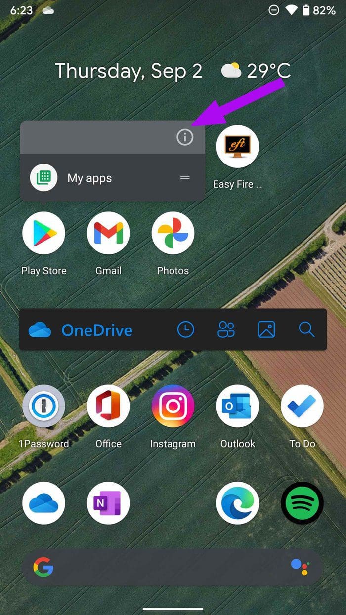 Open google play store info menu