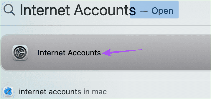 open internet accounts settings on Mac