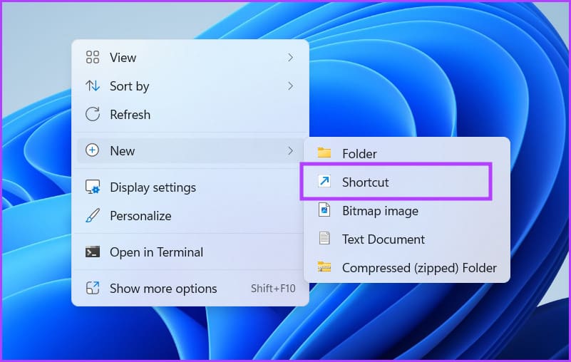 desktop context menu