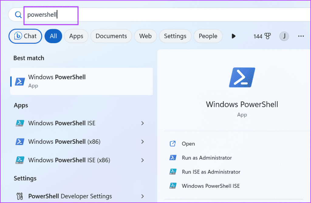 open powershell as admin
