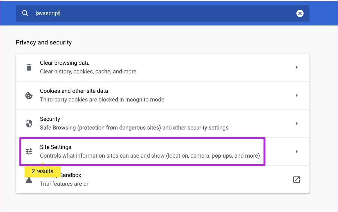 Open site settings