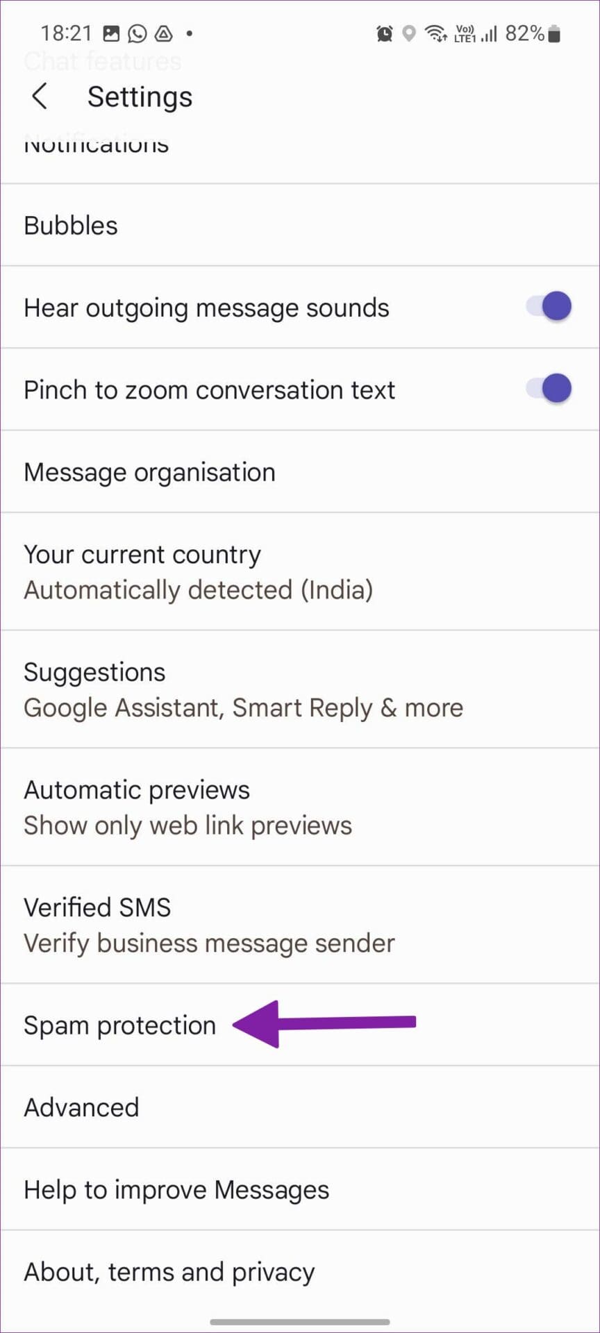 Spam protection on Android