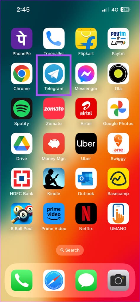 open telegram on iphone