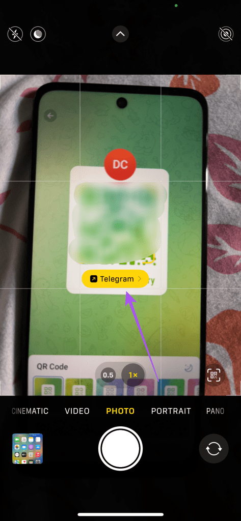 open telegram qr code link phone camera