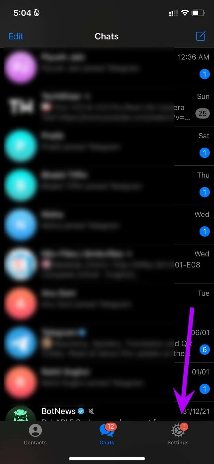 Open telegram settings