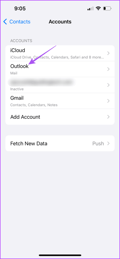 outlook account contacts iphone