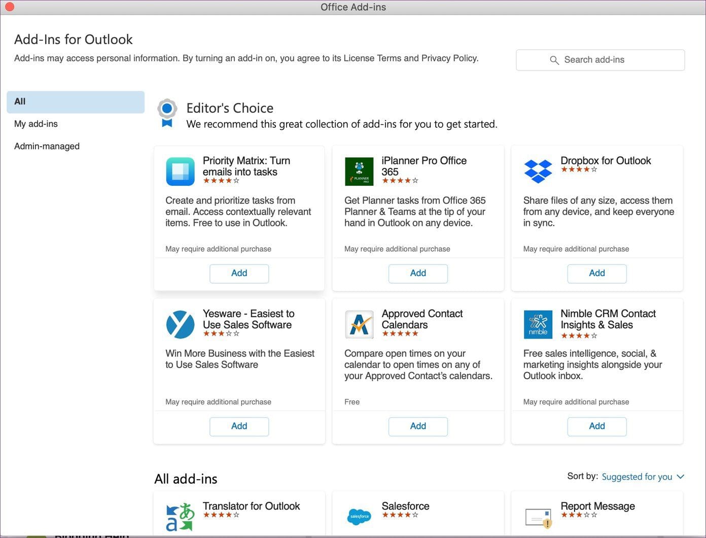 Outlook add ins