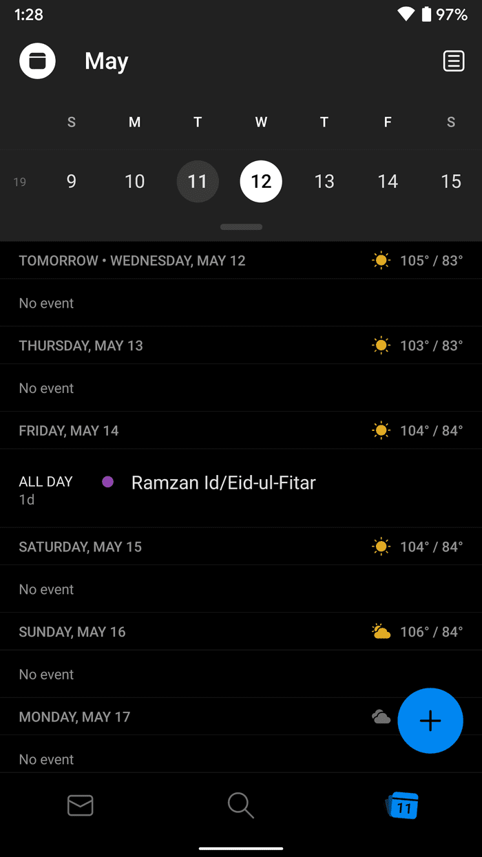 Outlook calendar ui