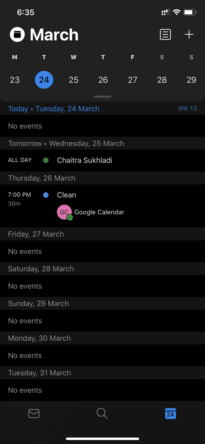 Outlook calendar