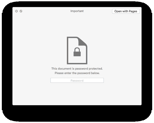 Pages Open Password Document