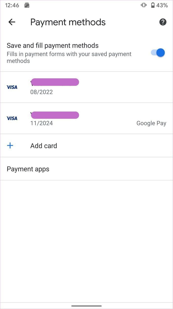 Payment method android