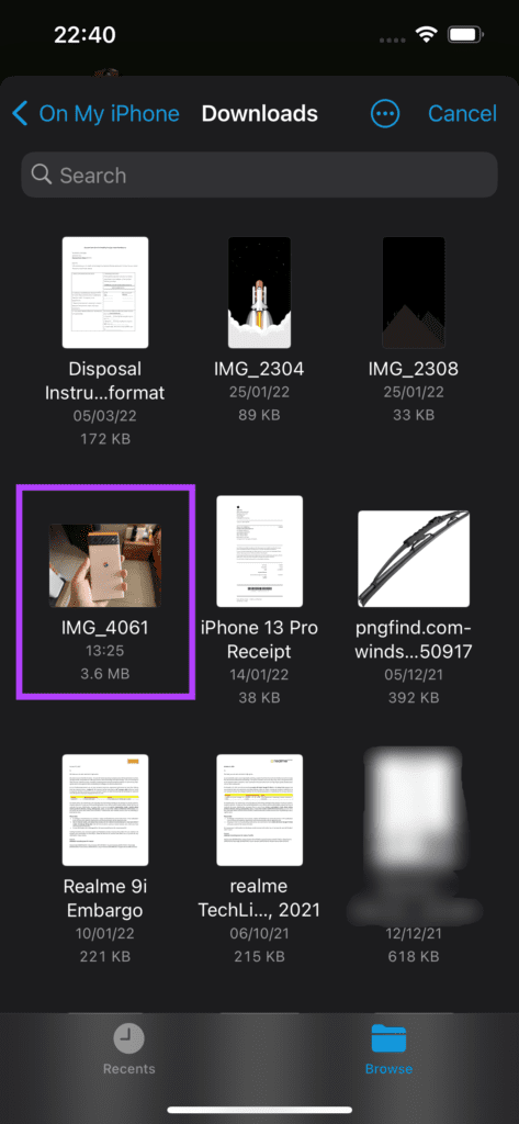 Photo in files app