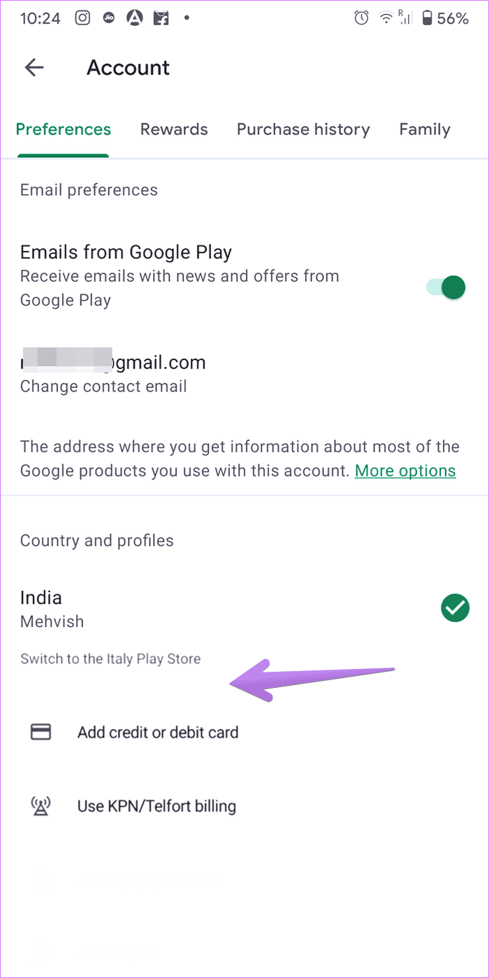 Play store cannot change country 3a