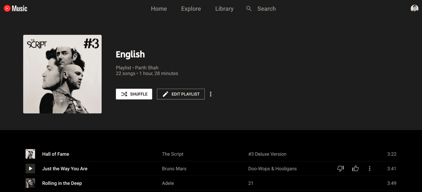 Playlist on web