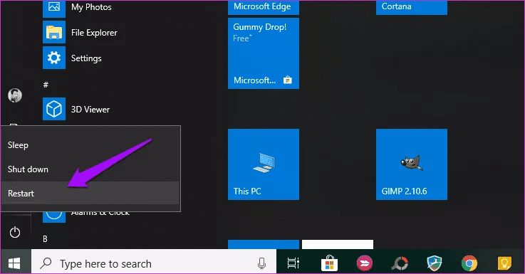 Reboot pc
