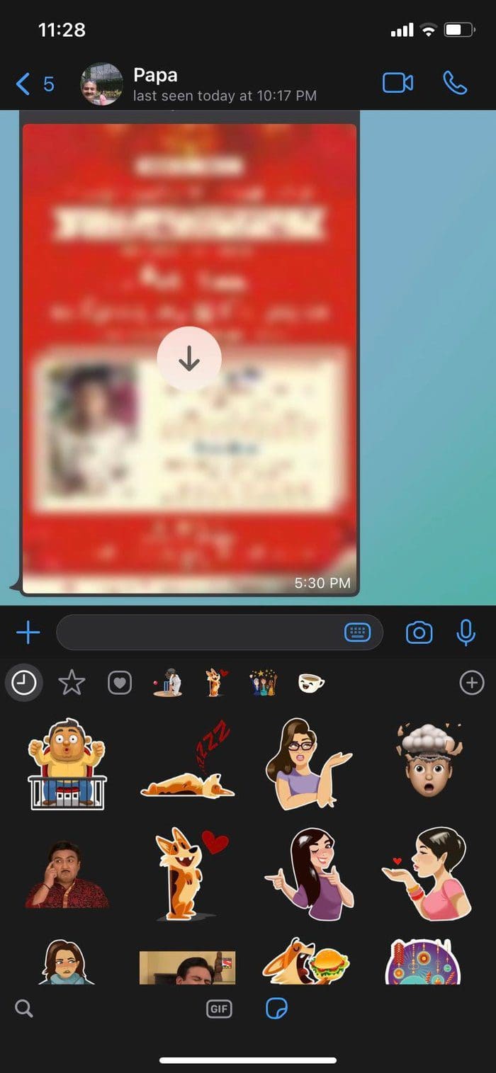 Recent stickers in iphone