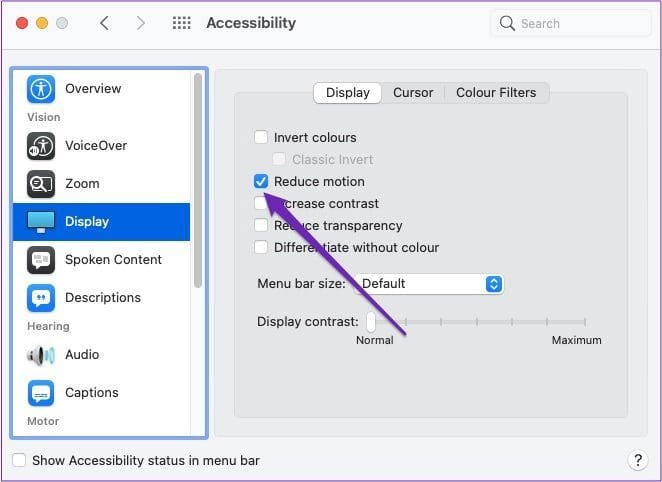 Reduce motion mac