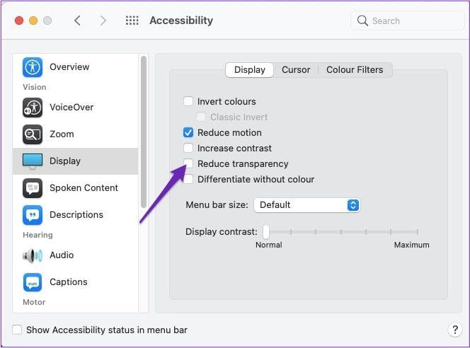 Reduce transparency mac