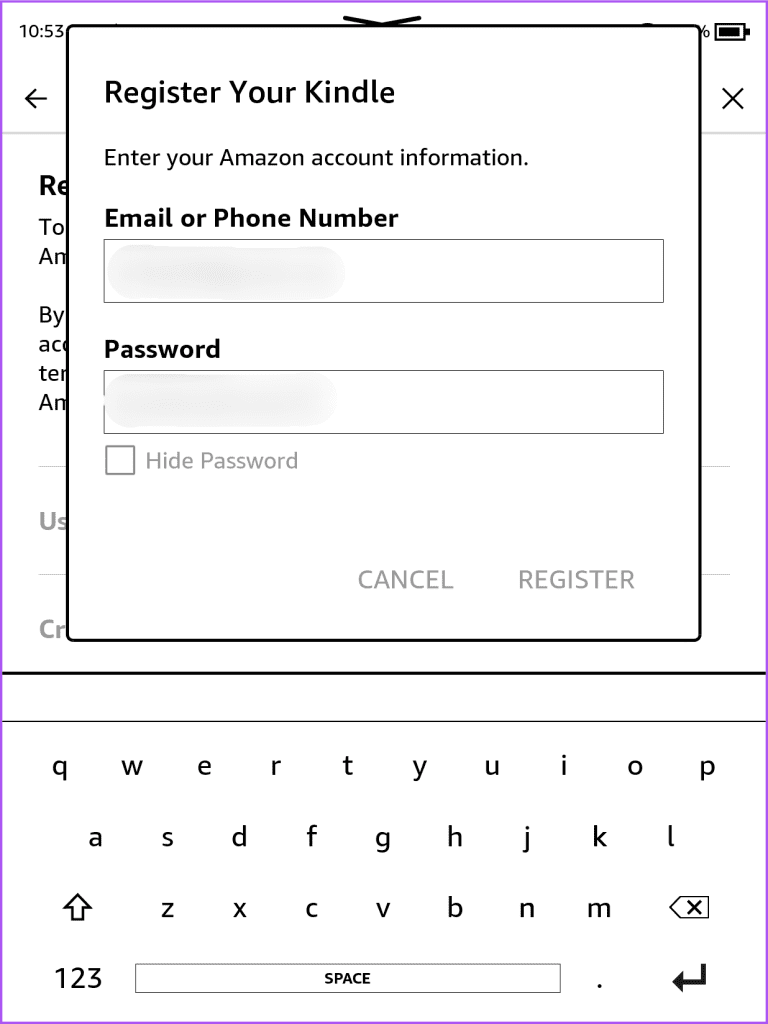 register your kindle 