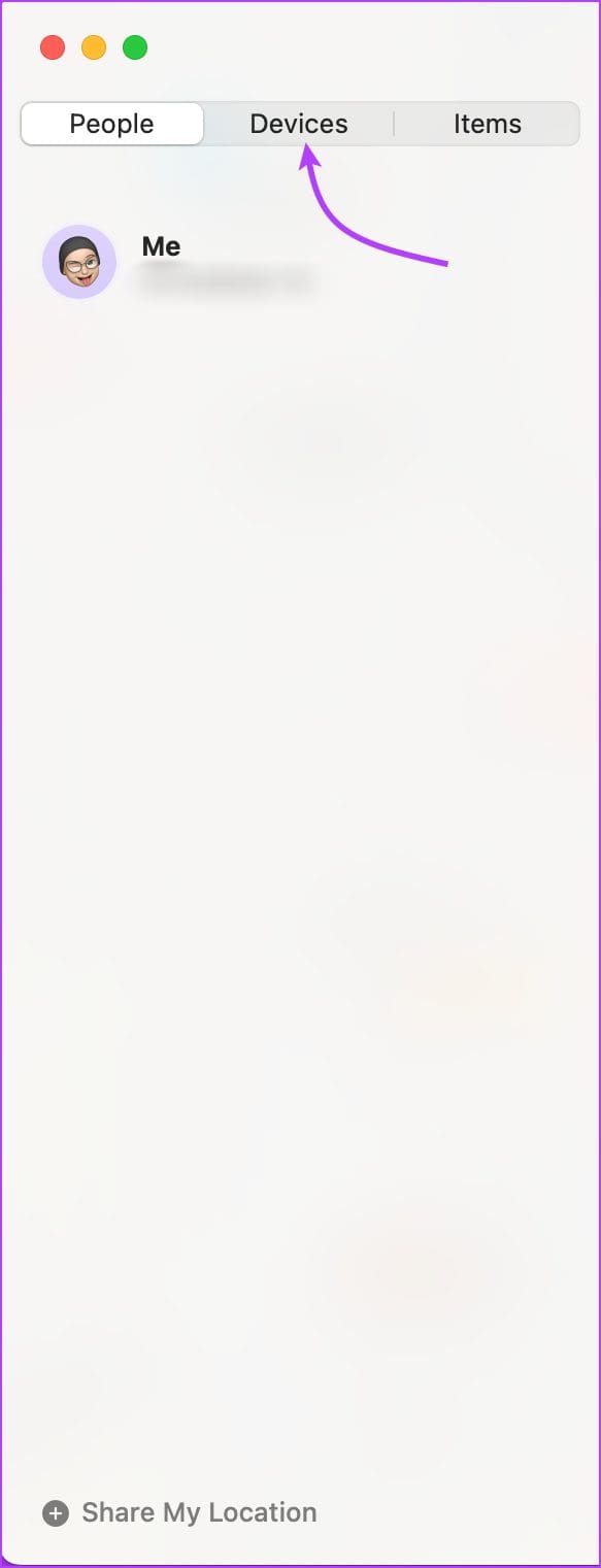 In Find My app on Mac, go to Devices tab