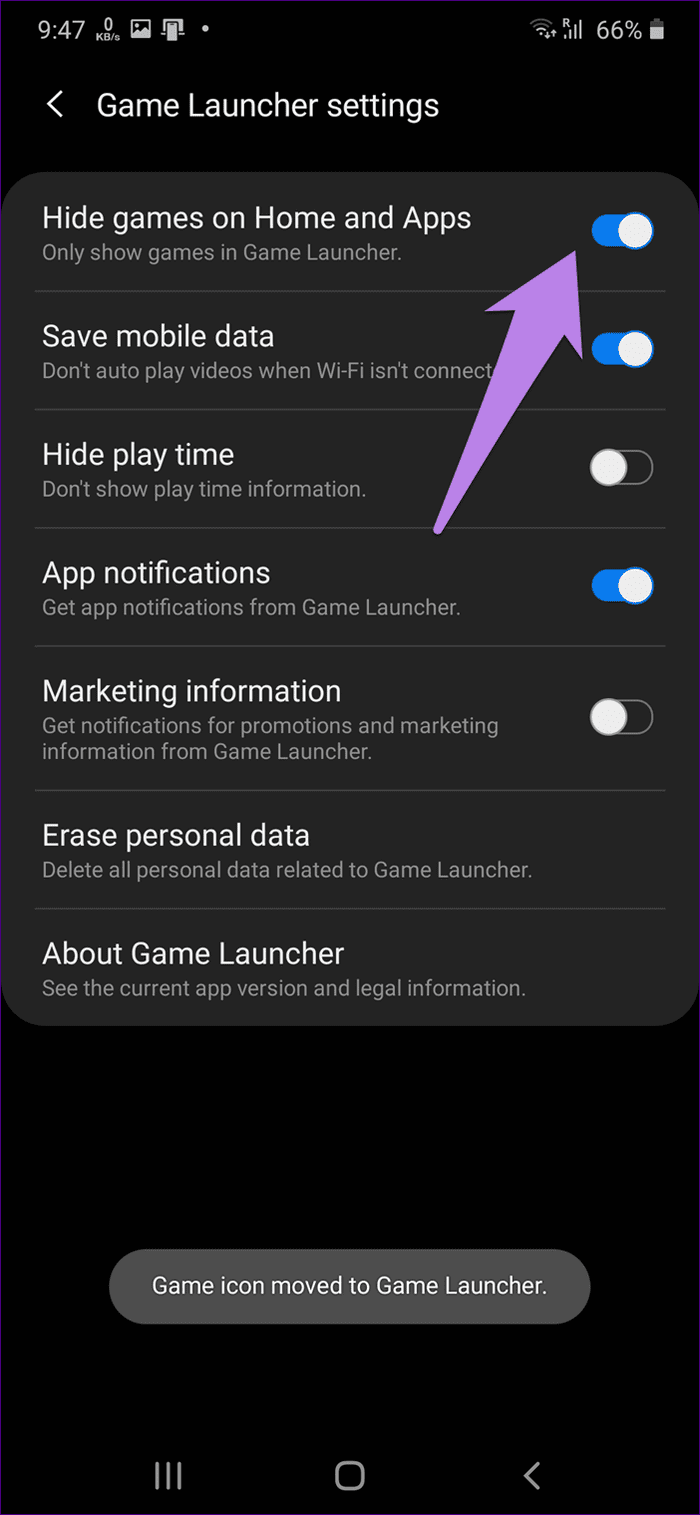 Remove apps and disable game launcher samsung 5