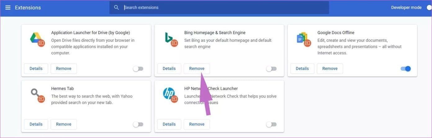 Remove chrome extensions