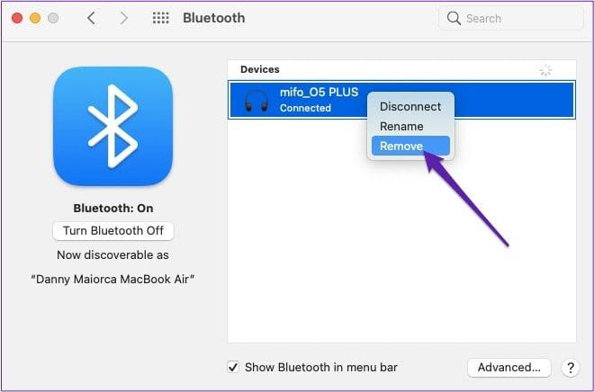 Remove device manually mac bluetooth
