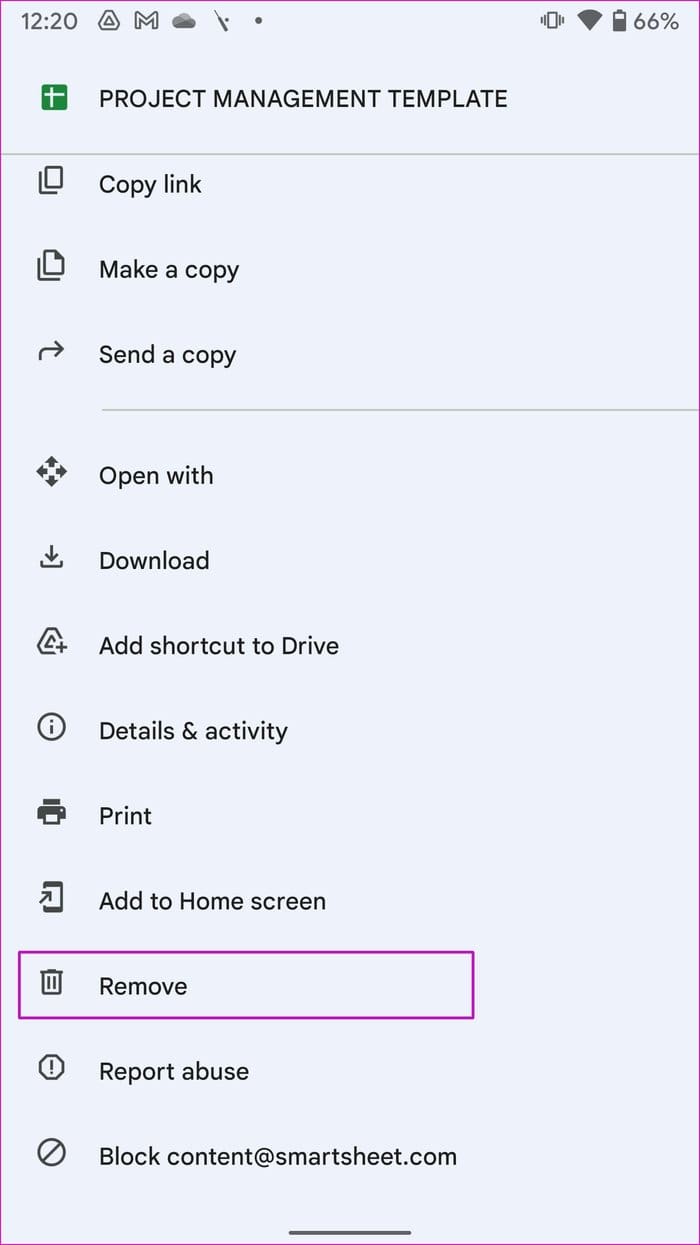 Remove drive file on android