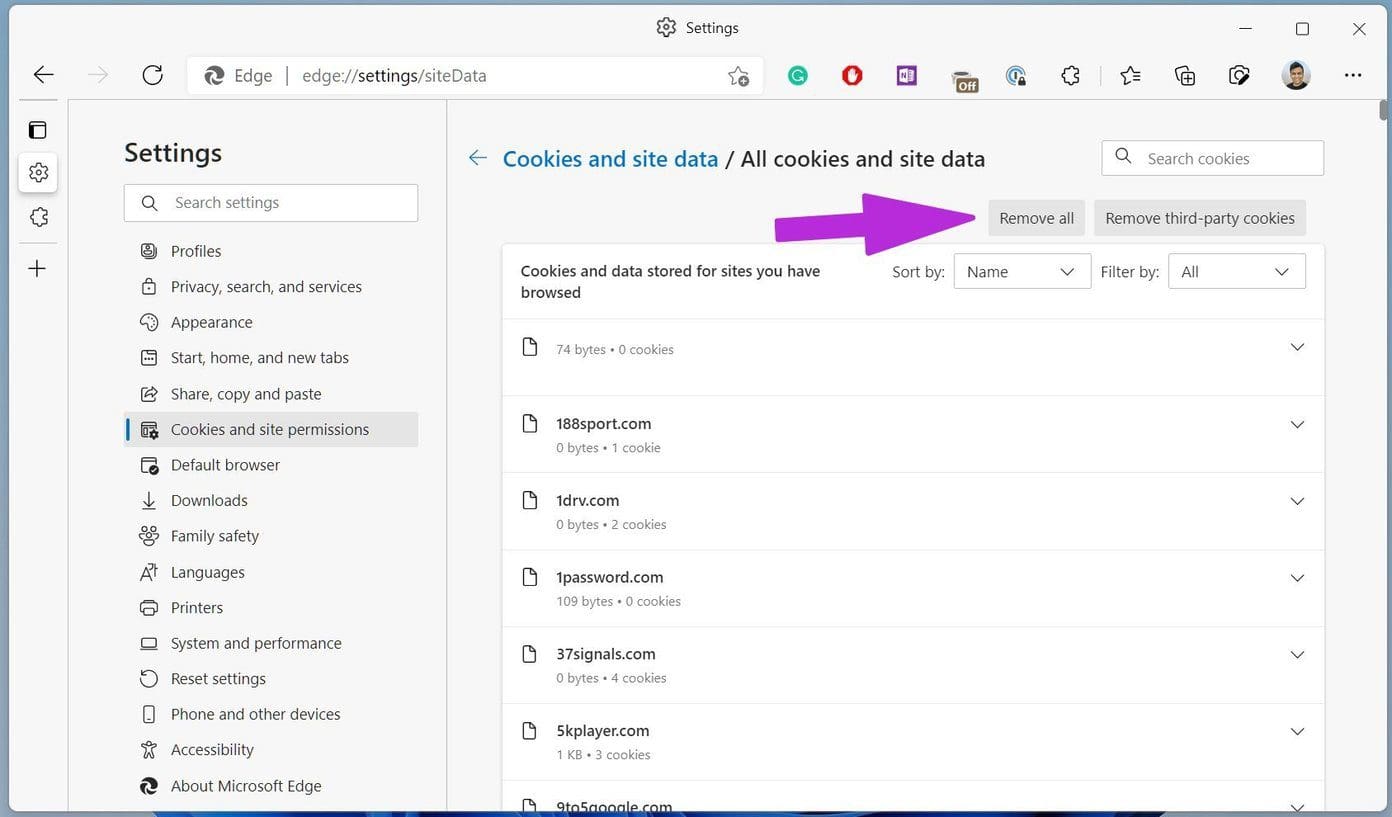 Remove edge data