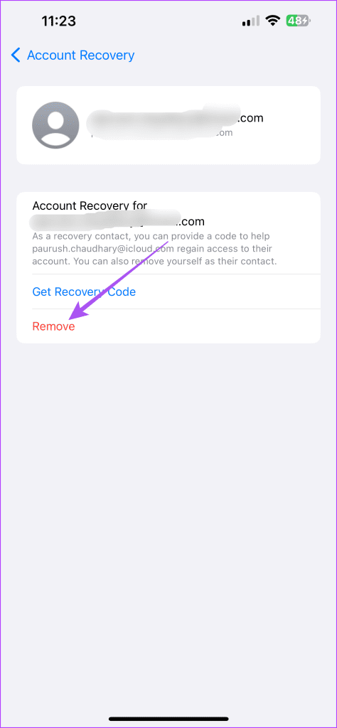 remove recovery contact for iphone