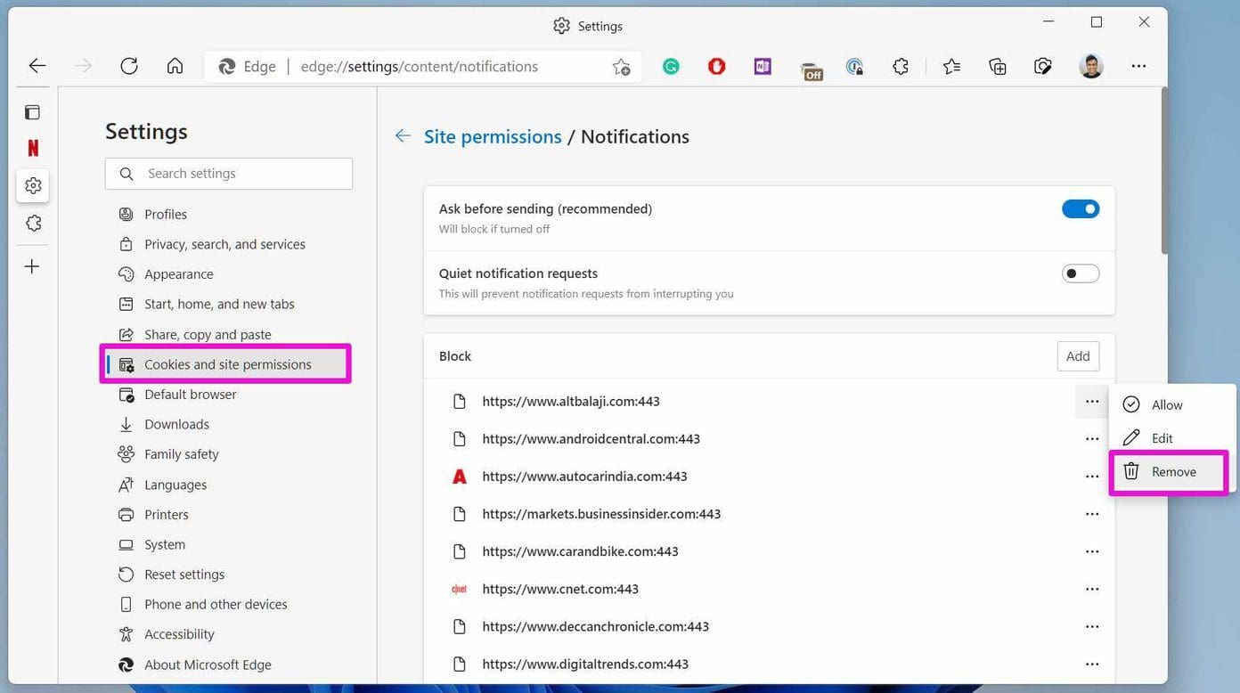 Remove site permission